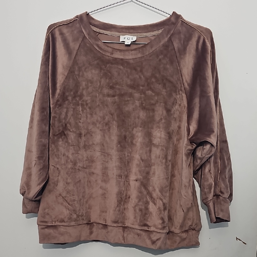 POL - Women Soft Brown Pullover Stretch Sweatshirt - Size S - Relaxed Fit